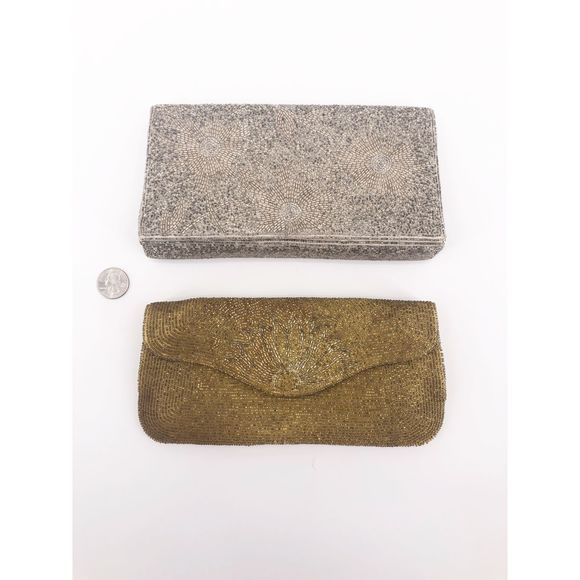 Gorgeous gold beaded evening clutch purse - Picture 8 of 8